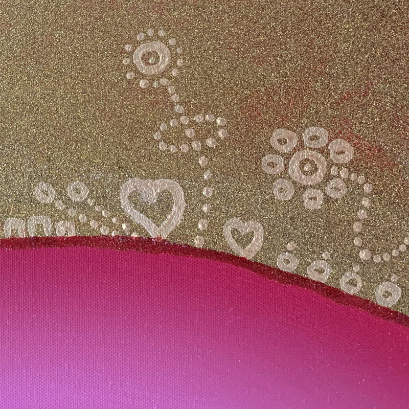 Detail: Starseed Gaia • 120 x 120 cm • Oil, amber & mixed media on canvas