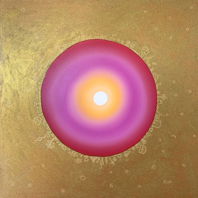 Starseed Gaia - Oil and amber on canvas - by Katja-Anina Brosius